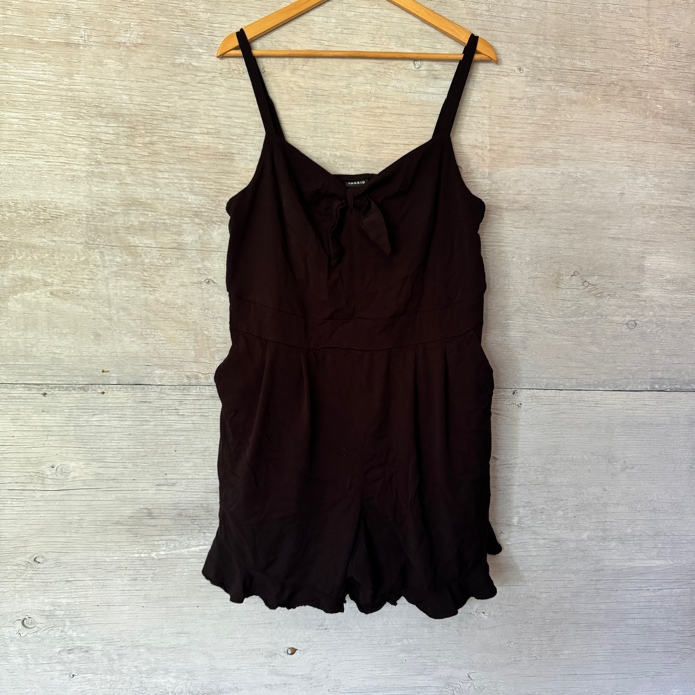 Torrid Size 2 Black Challis Tie-Front Romper